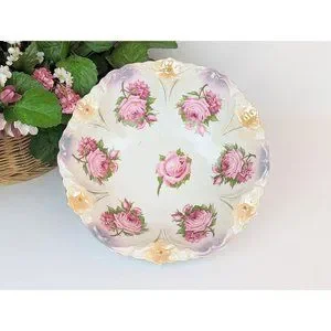 Accents | Antique Porcelain Serving Bowl Pink Rose Gold Trim Vintage ...